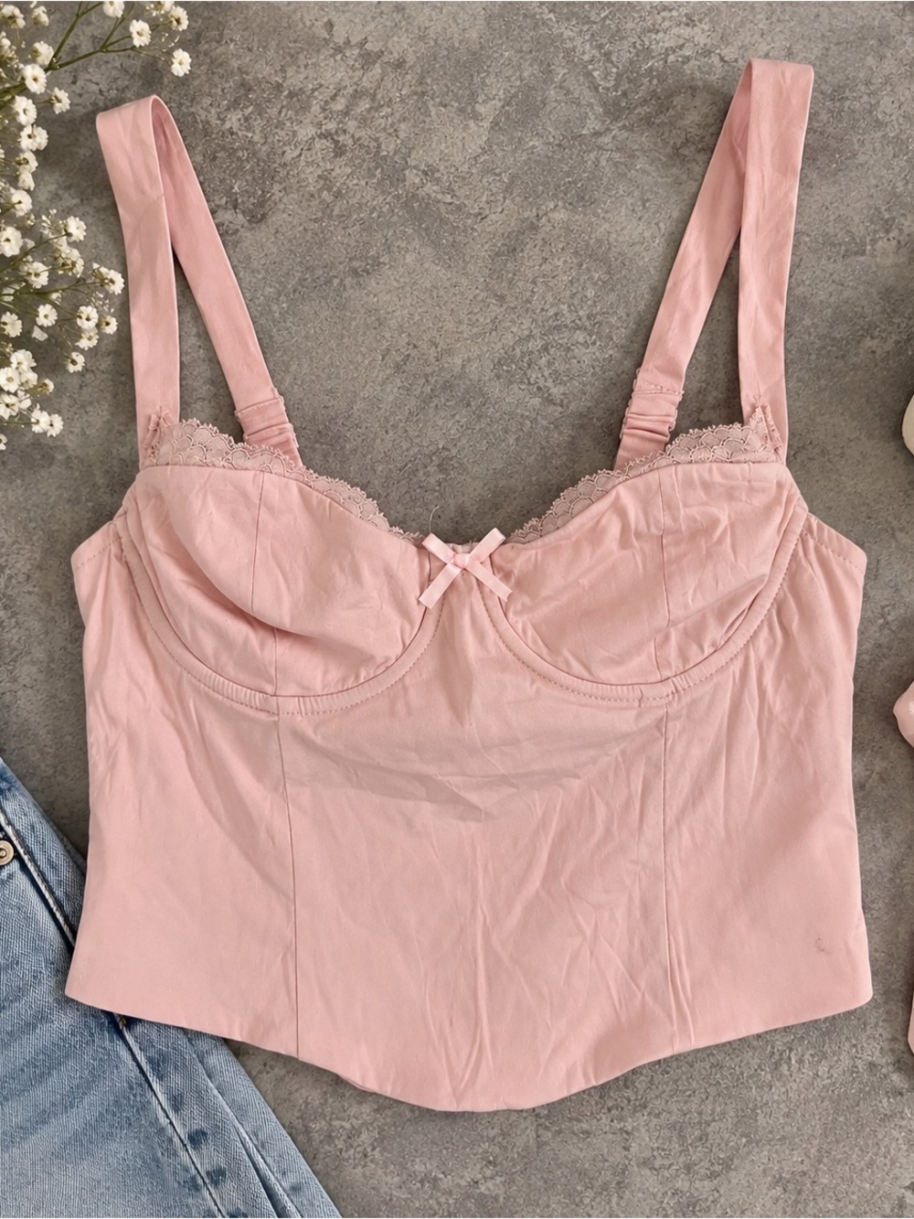 GARAGE Pink Lace Bustier Cami Top P/S Y2K Coquette